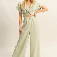 HYFVE Twisted Front Short Sleeve Top and Wide Leg Pants Set-Sets-Trendsi-[option4]-[option5]-[option6]-[option7]-[option8]-Shop-Boutique-Clothing-for-Women-Online
