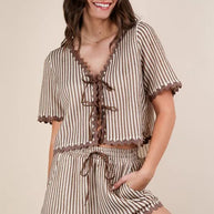 VERY J Wave Trim Detail Knit Top & Shorts Set-Sets-Trendsi-[option4]-[option5]-[option6]-[option7]-[option8]-Shop-Boutique-Clothing-for-Women-Online