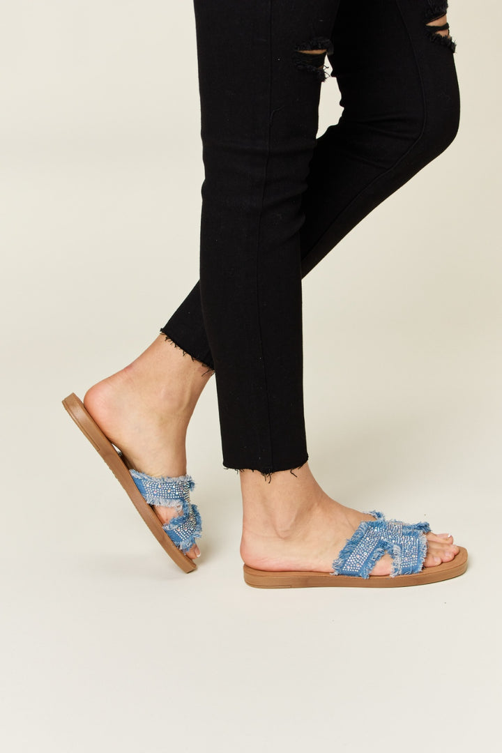Forever Link Raw Trim Denim H-Band Flat Sandals-Trendsi-[option4]-[option5]-[option6]-[option7]-[option8]-Shop-Boutique-Clothing-for-Women-Online