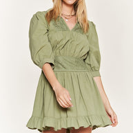 Eyelet detail 3/4 sleeve short dress PLUS SIZE-Jade By Jane-[option4]-[option5]-[option6]-[option7]-[option8]-Shop-Boutique-Clothing-for-Women-Online