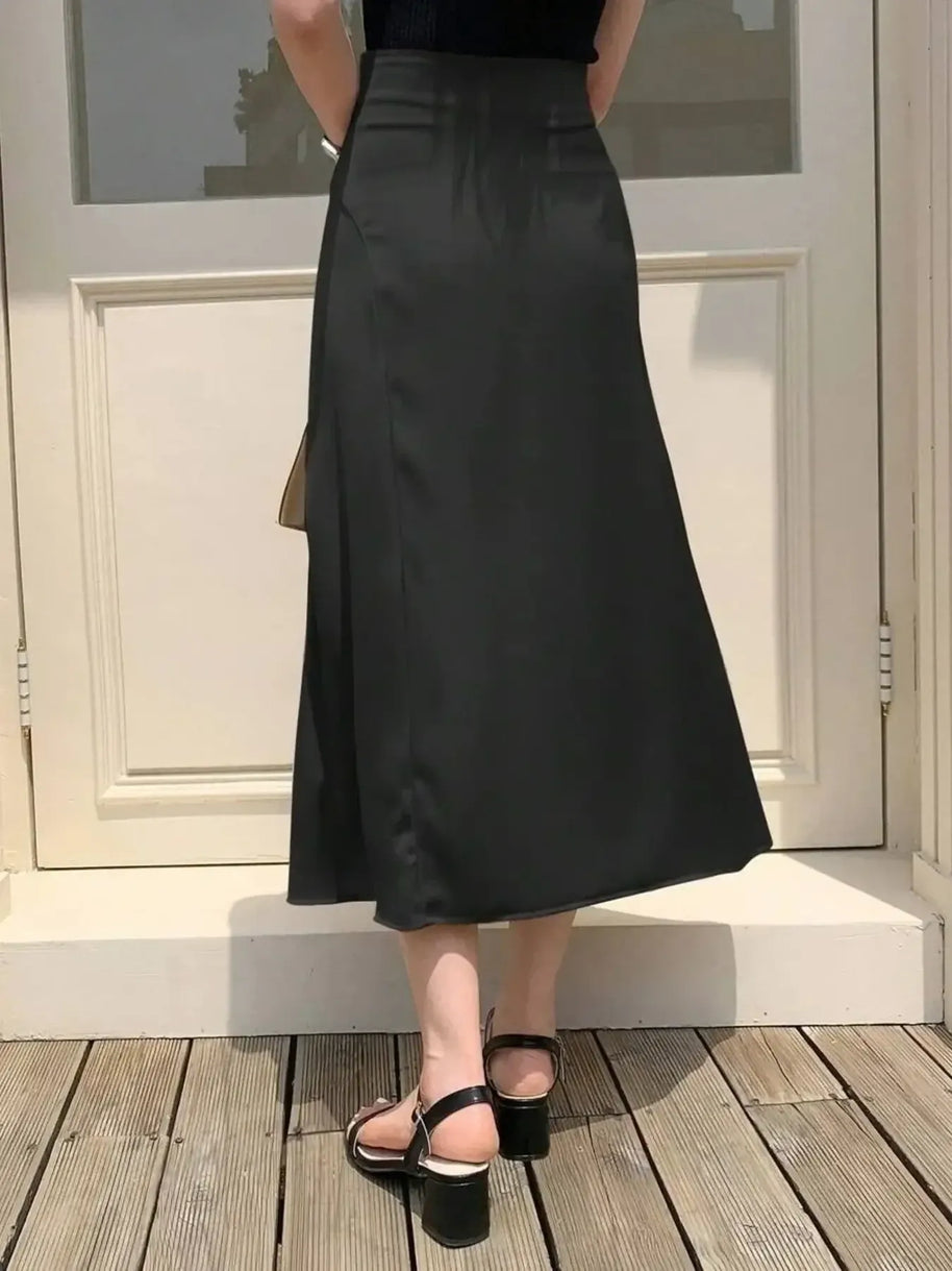 Asymmetric Wrap Midi Skirt with Fluted Hem-Skirts-Trendsi-[option4]-[option5]-[option6]-[option7]-[option8]-Shop-Boutique-Clothing-for-Women-Online
