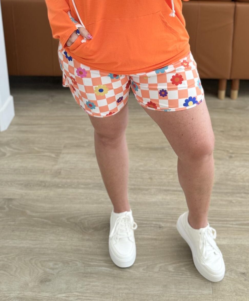 PREORDER: Shirley & Stone Printed Shorts - Orange Checkered-Preorder CLOSE 4/19/2024-Shirley & Stone-#2-Orange Checkered-4XL-[option4]-[option5]-[option6]-[option7]-[option8]-Shop-Boutique-Clothing-for-Women-Online