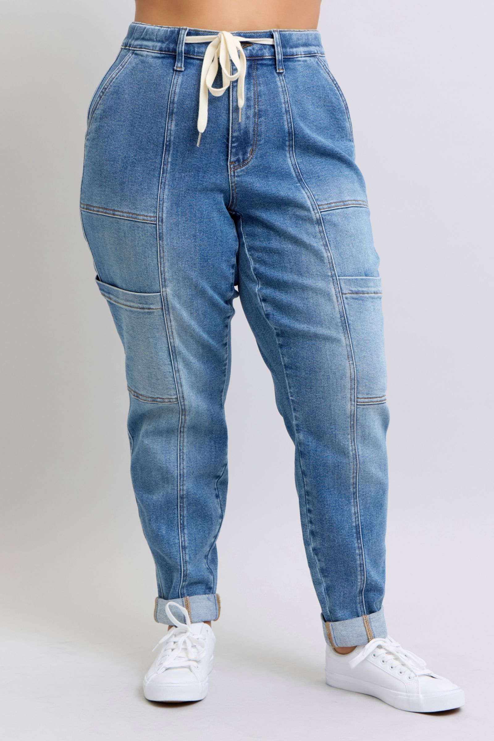 Judy Blue Clayton High Rise Cuffed Cargo Denim Jogger-Womens-Ave Shops-[option4]-[option5]-[option6]-[option7]-[option8]-Shop-Boutique-Clothing-for-Women-Online
