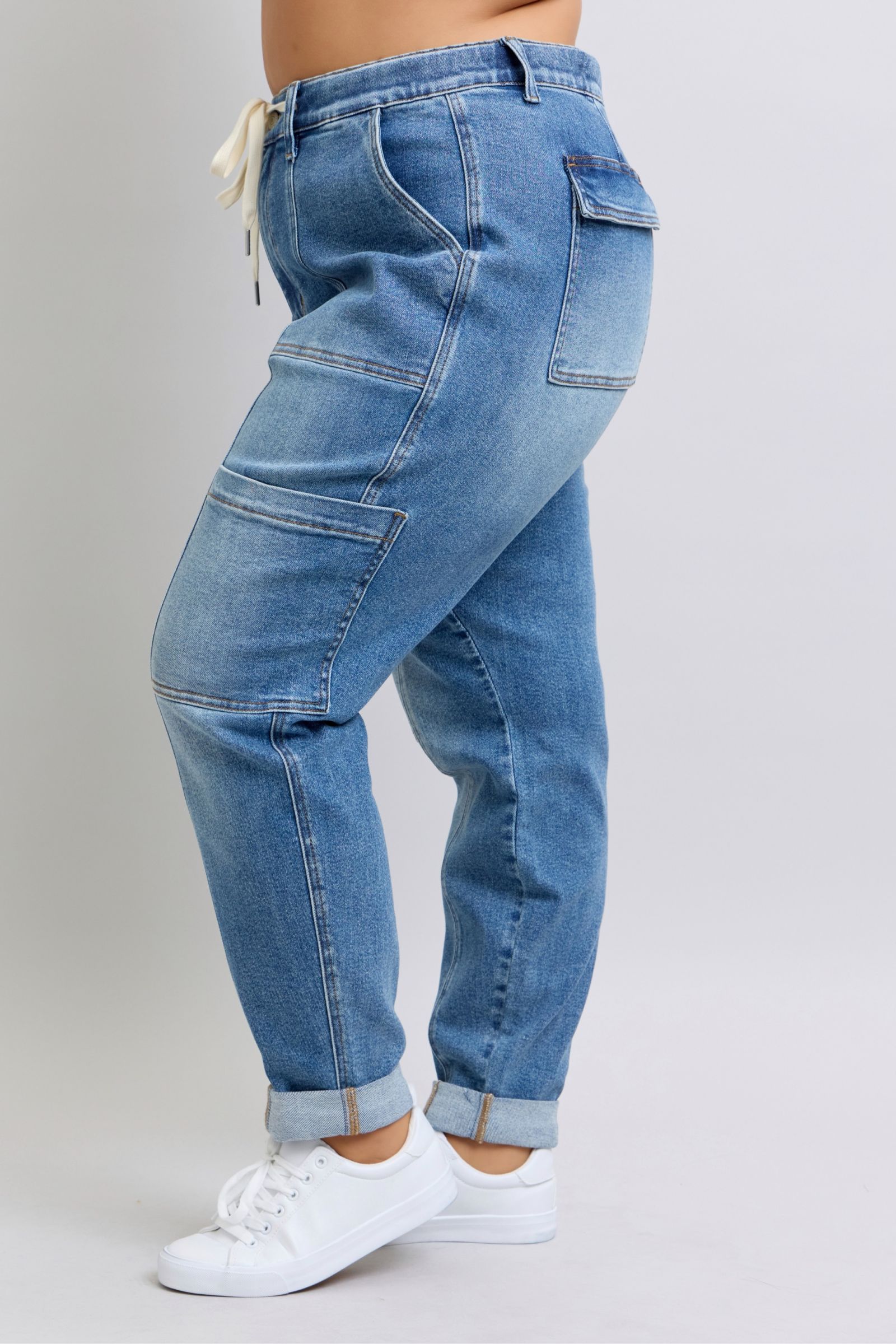 Judy Blue Clayton High Rise Cuffed Cargo Denim Jogger-Womens-Ave Shops-[option4]-[option5]-[option6]-[option7]-[option8]-Shop-Boutique-Clothing-for-Women-Online