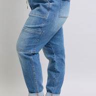 Judy Blue Clayton High Rise Cuffed Cargo Denim Jogger-Womens-Ave Shops-[option4]-[option5]-[option6]-[option7]-[option8]-Shop-Boutique-Clothing-for-Women-Online