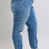 Judy Blue Clayton High Rise Cuffed Cargo Denim Jogger-Womens-Ave Shops-[option4]-[option5]-[option6]-[option7]-[option8]-Shop-Boutique-Clothing-for-Women-Online