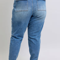 Judy Blue Clayton High Rise Cuffed Cargo Denim Jogger-Womens-Ave Shops-[option4]-[option5]-[option6]-[option7]-[option8]-Shop-Boutique-Clothing-for-Women-Online