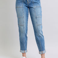Judy Blue Clayton High Rise Cuffed Cargo Denim Jogger-Womens-Ave Shops-[option4]-[option5]-[option6]-[option7]-[option8]-Shop-Boutique-Clothing-for-Women-Online