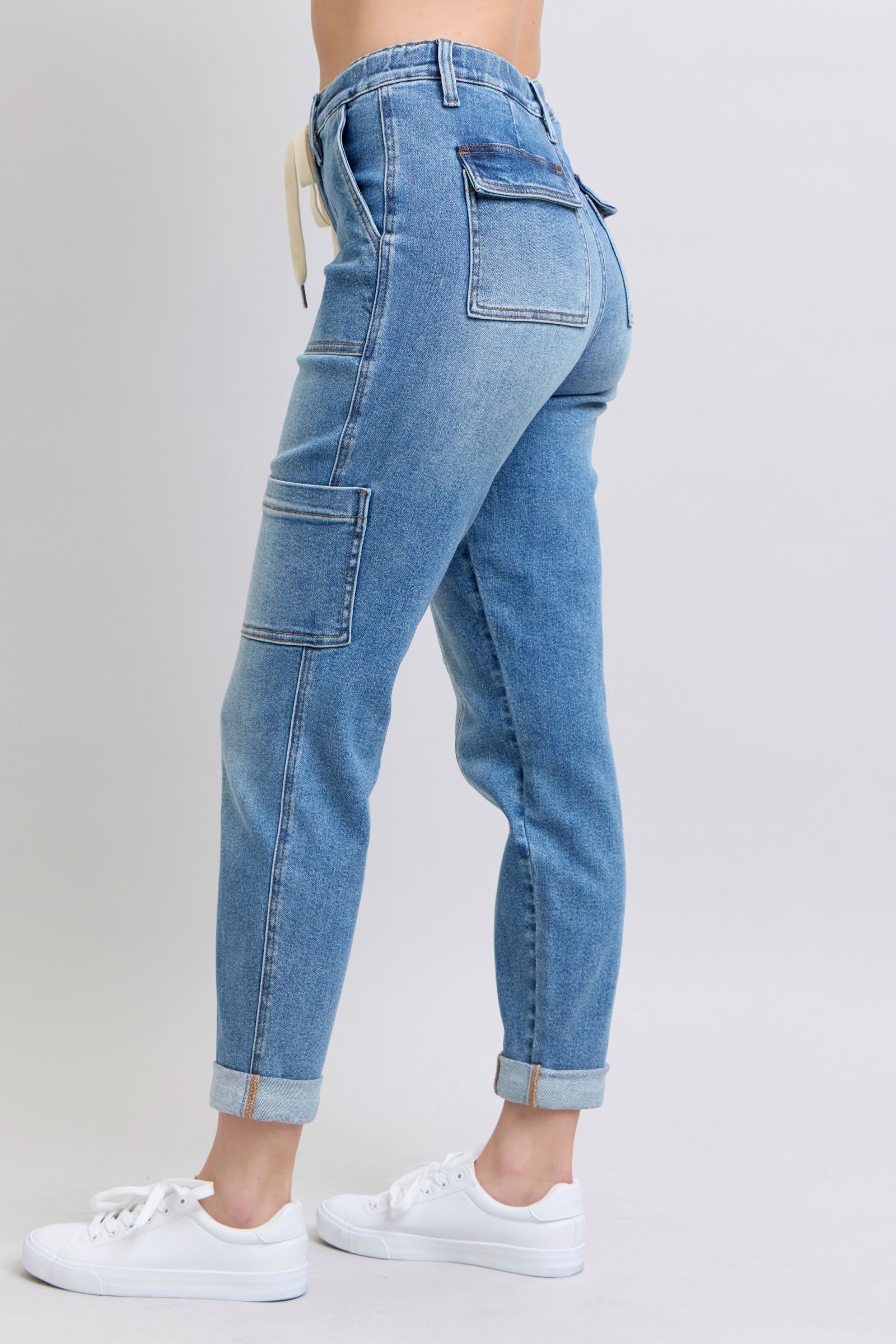 Judy Blue Clayton High Rise Cuffed Cargo Denim Jogger-Womens-Ave Shops-[option4]-[option5]-[option6]-[option7]-[option8]-Shop-Boutique-Clothing-for-Women-Online