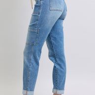 Judy Blue Clayton High Rise Cuffed Cargo Denim Jogger-Womens-Ave Shops-[option4]-[option5]-[option6]-[option7]-[option8]-Shop-Boutique-Clothing-for-Women-Online