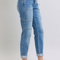 Judy Blue Clayton High Rise Cuffed Cargo Denim Jogger-Womens-Ave Shops-[option4]-[option5]-[option6]-[option7]-[option8]-Shop-Boutique-Clothing-for-Women-Online
