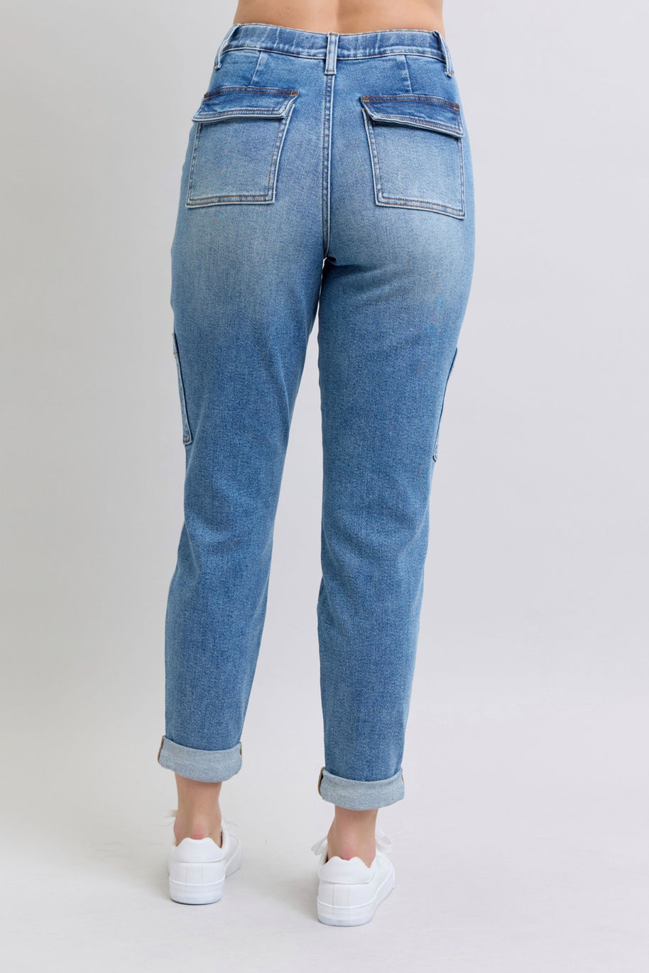 Judy Blue Clayton High Rise Cuffed Cargo Denim Jogger-Womens-Ave Shops-[option4]-[option5]-[option6]-[option7]-[option8]-Shop-Boutique-Clothing-for-Women-Online