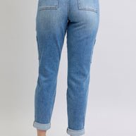 Judy Blue Clayton High Rise Cuffed Cargo Denim Jogger-Womens-Ave Shops-[option4]-[option5]-[option6]-[option7]-[option8]-Shop-Boutique-Clothing-for-Women-Online