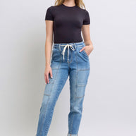 Judy Blue Clayton High Rise Cuffed Cargo Denim Jogger-Womens-Ave Shops-[option4]-[option5]-[option6]-[option7]-[option8]-Shop-Boutique-Clothing-for-Women-Online
