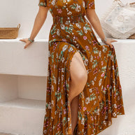 Plus Size Floral V-Neck Short Sleeve Dress-Dresses-Trendsi-[option4]-[option5]-[option6]-[option7]-[option8]-Shop-Boutique-Clothing-for-Women-Online
