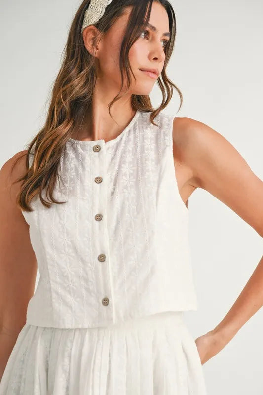 MABLE Eyelet Lace Top and Mini Skirt Set-Sets-Trendsi-[option4]-[option5]-[option6]-[option7]-[option8]-Shop-Boutique-Clothing-for-Women-Online