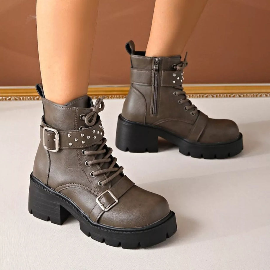 Round Toe Block Heels Boots-Boots-Trendsi-[option4]-[option5]-[option6]-[option7]-[option8]-Shop-Boutique-Clothing-for-Women-Online