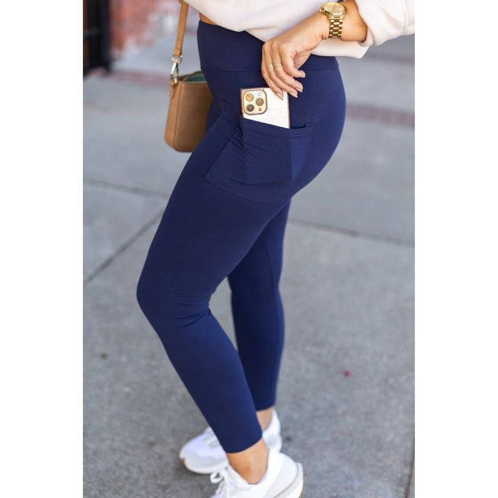 Navy Full-Length with Pocket Leggings - Luxe Leggings by Julia Rose®-JuliaRoseWholesale-[option4]-[option5]-[option6]-[option7]-[option8]-Shop-Boutique-Clothing-for-Women-Online