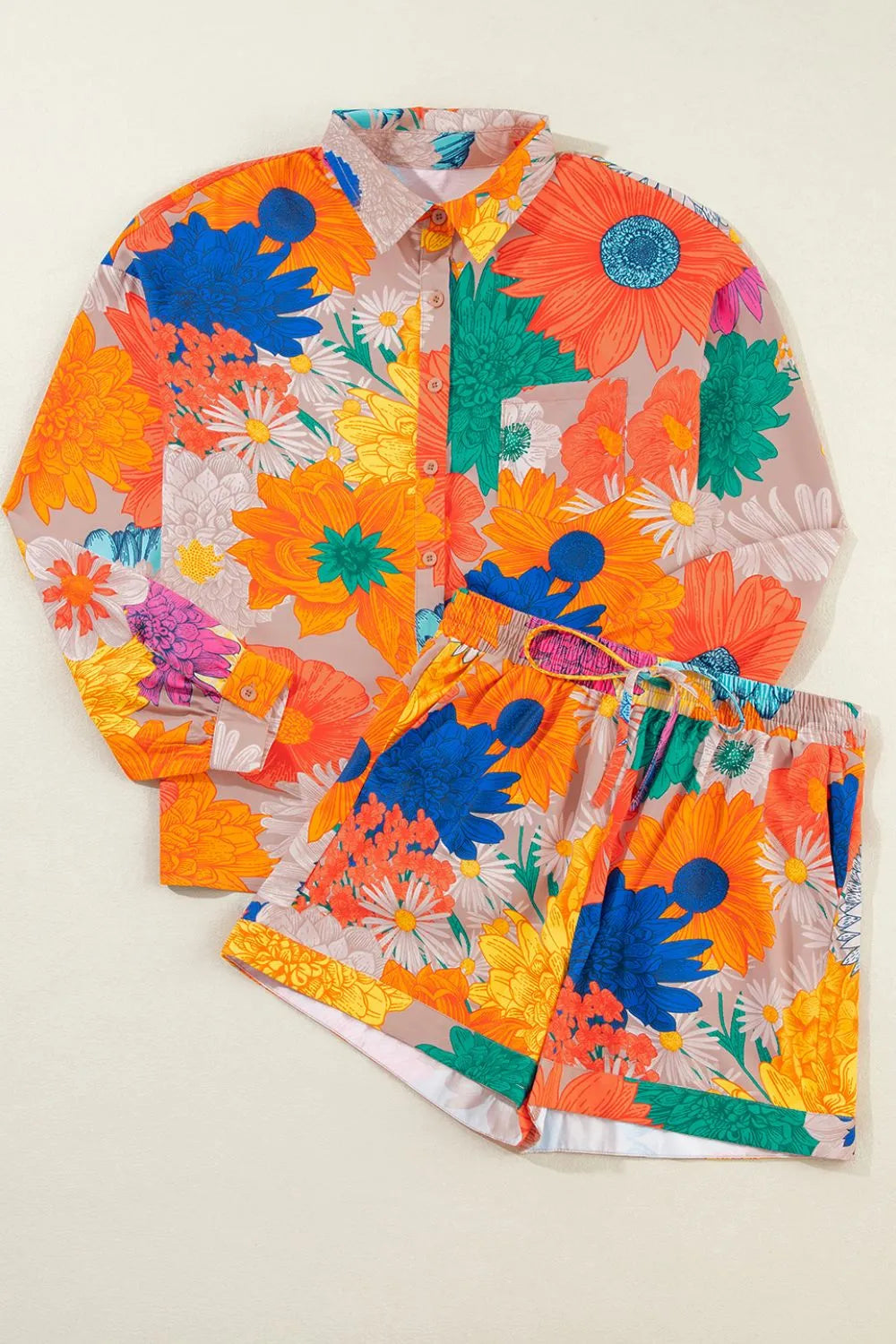 Printed Button Up Long Sleeve Top and Shorts Set-sets-Trendsi-[option4]-[option5]-[option6]-[option7]-[option8]-Shop-Boutique-Clothing-for-Women-Online