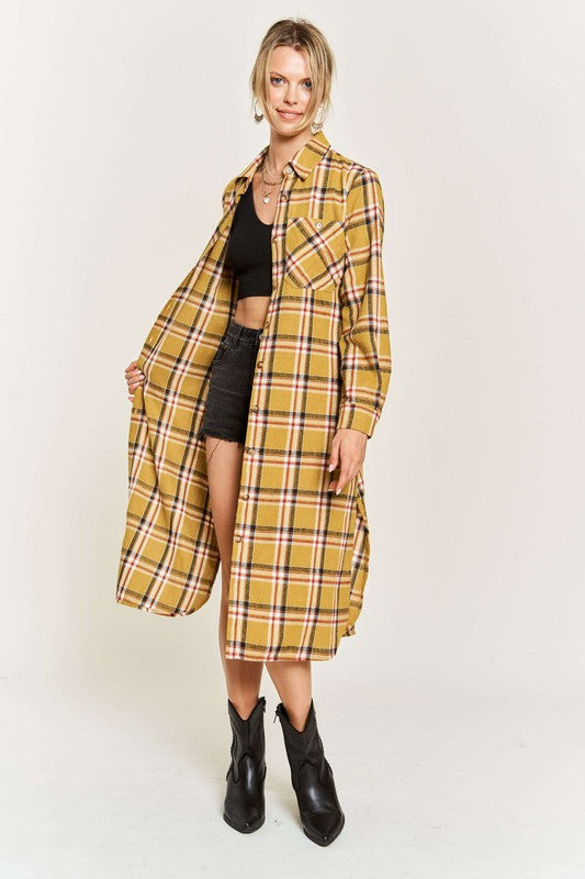 PLAID PRINT COLLAR LONG SHIRT DRESS PLUS SIZE-Jade By Jane-[option4]-[option5]-[option6]-[option7]-[option8]-Shop-Boutique-Clothing-for-Women-Online