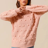 SO ME Pom Pom Textured Knit Sweater Top-Sweater-Trendsi-[option4]-[option5]-[option6]-[option7]-[option8]-Shop-Boutique-Clothing-for-Women-Online