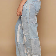 POL Contrast Patched Raw Hem Straight Jeans-Jeans-Trendsi-[option4]-[option5]-[option6]-[option7]-[option8]-Shop-Boutique-Clothing-for-Women-Online