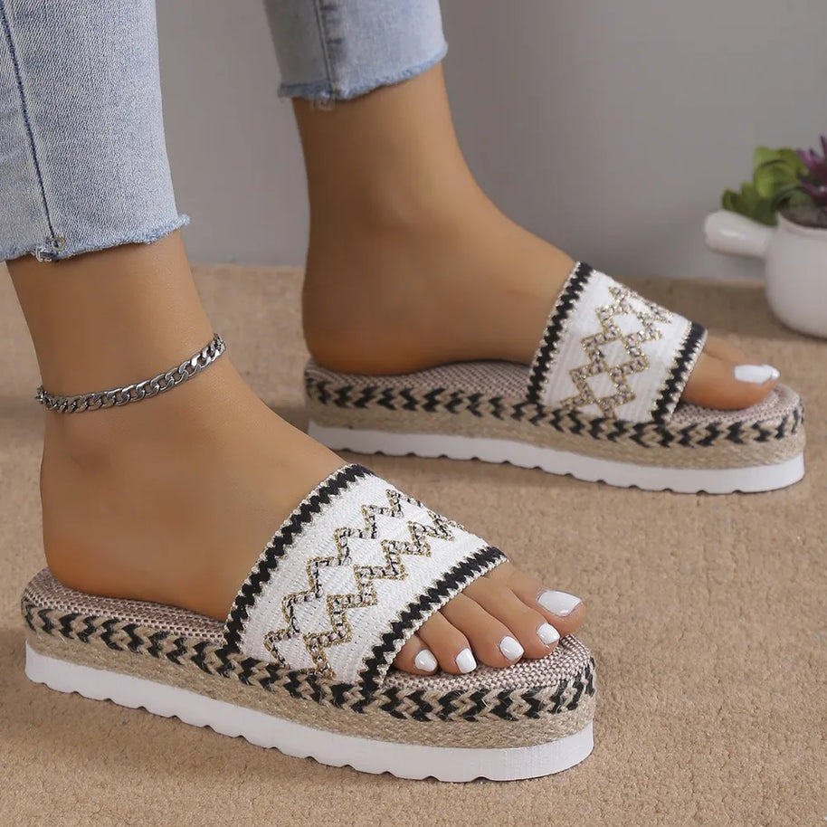 Geometric Weave Platform Sandals-Sandals-Trendsi-[option4]-[option5]-[option6]-[option7]-[option8]-Shop-Boutique-Clothing-for-Women-Online