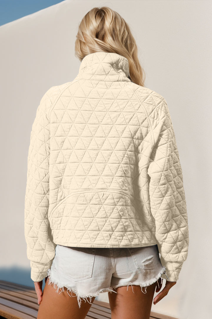 Double Take Half Zip Long Sleeve Quilted Sweatshirt with Pocket-Trendsi-[option4]-[option5]-[option6]-[option7]-[option8]-Shop-Boutique-Clothing-for-Women-Online