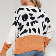 Plus Size Leopard Round Neck Long Sleeve Sweater-Sweaters-Trendsi-[option4]-[option5]-[option6]-[option7]-[option8]-Shop-Boutique-Clothing-for-Women-Online