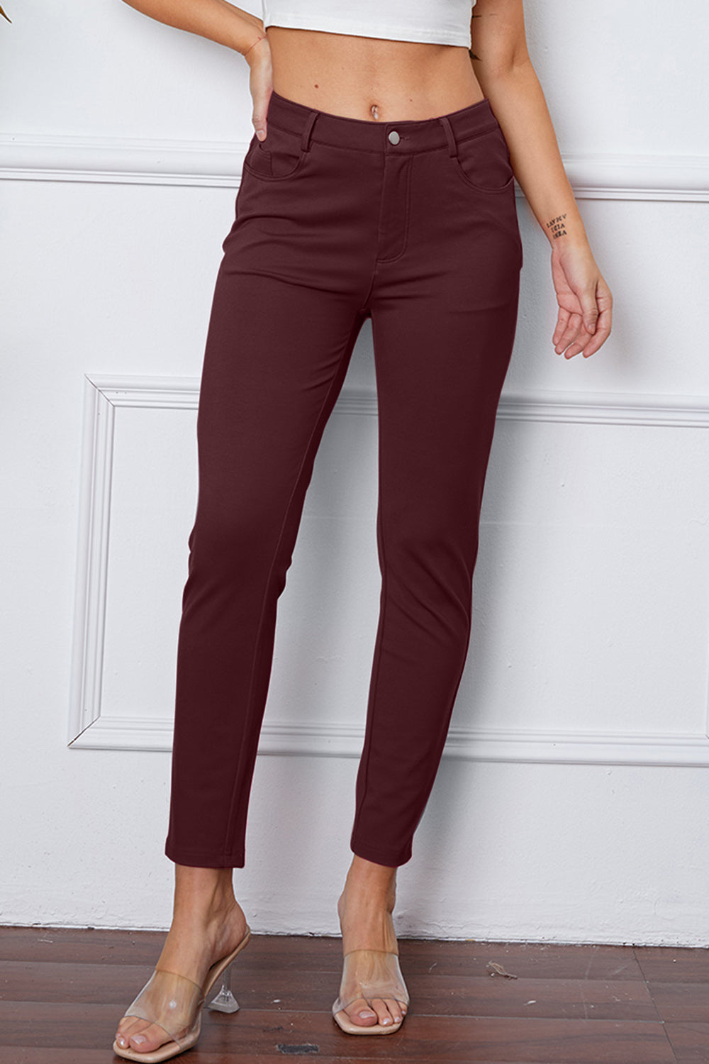 StretchyStitch Pants by Basic Bae-Trendsi-Wine-L-[option4]-[option5]-[option6]-[option7]-[option8]-Shop-Boutique-Clothing-for-Women-Online