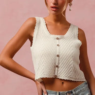 SO ME Chevron Pattern Buttoned Front Lightweight Tank Top-Tank Tops & Camis-Trendsi-[option4]-[option5]-[option6]-[option7]-[option8]-Shop-Boutique-Clothing-for-Women-Online