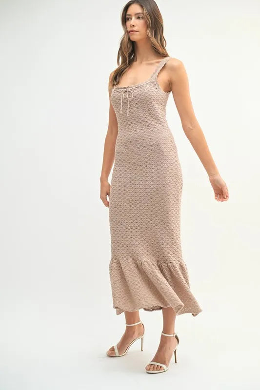 MABLE Ruffled Hem Sleeveless Crochet Knit Midi Dress-Dresses-Trendsi-[option4]-[option5]-[option6]-[option7]-[option8]-Shop-Boutique-Clothing-for-Women-Online