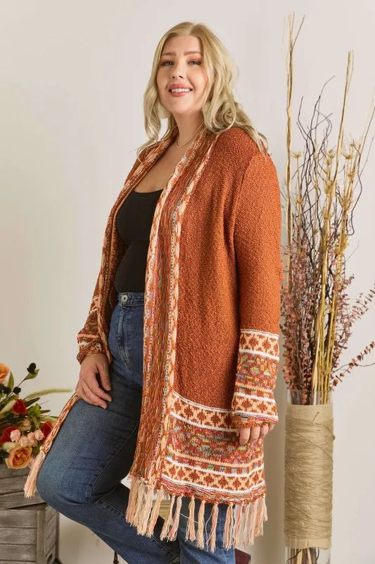 ADORA Full Size Fringe Hem Aztec Border Cardigan-Cardigan-Trendsi-[option4]-[option5]-[option6]-[option7]-[option8]-Shop-Boutique-Clothing-for-Women-Online