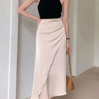 Asymmetric Wrap Midi Skirt with Fluted Hem-Skirts-Trendsi-[option4]-[option5]-[option6]-[option7]-[option8]-Shop-Boutique-Clothing-for-Women-Online