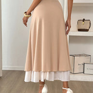 Layered Midi Skirt with Contrast Hem Detail-Skirts-Trendsi-[option4]-[option5]-[option6]-[option7]-[option8]-Shop-Boutique-Clothing-for-Women-Online