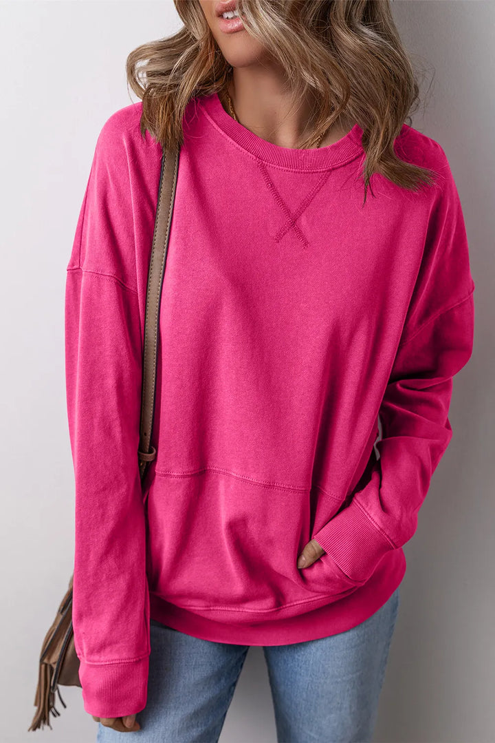 Magnolia Pocket Sweatshirt- 3 Colors-Trendsi-Hot Pink-S-[option4]-[option5]-[option6]-[option7]-[option8]-Shop-Boutique-Clothing-for-Women-Online