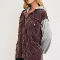 Umgee Contrast Hooded Chenille Jacket-Coats & Jackets-Trendsi-[option4]-[option5]-[option6]-[option7]-[option8]-Shop-Boutique-Clothing-for-Women-Online