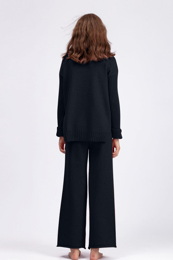 Basic Bae High- Low Turtleneck Long Sleeve Top and Pants Sweater Set-Trendsi-[option4]-[option5]-[option6]-[option7]-[option8]-Shop-Boutique-Clothing-for-Women-Online