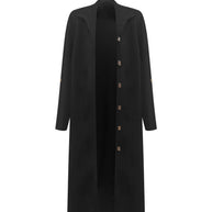 Lapel Collar Button-Front Longline Coat-Coats & Jackets-Trendsi-[option4]-[option5]-[option6]-[option7]-[option8]-Shop-Boutique-Clothing-for-Women-Online