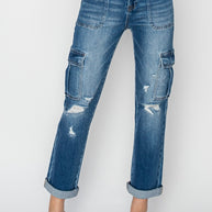 RISEN High Rise Cargo Ankle Roll Up Straight Jeans-Trendsi-[option4]-[option5]-[option6]-[option7]-[option8]-Shop-Boutique-Clothing-for-Women-Online