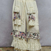 POL Drawstring Double Gauze Wide Leg Pants with Print and Lace Ruffle-pants-Trendsi-NATURAL-S-[option4]-[option5]-[option6]-[option7]-[option8]-Shop-Boutique-Clothing-for-Women-Online