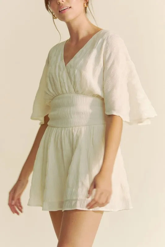 Davi & Dani Batwing Sleeve Waist Belt Romper-Jumpsuits & Rompers-Trendsi-[option4]-[option5]-[option6]-[option7]-[option8]-Shop-Boutique-Clothing-for-Women-Online