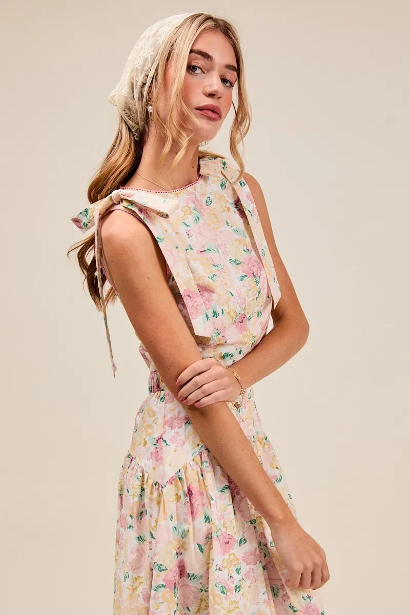 SO ME Floral Printed Woven Shoulder Bow Tie Top and Skirt Set-Dresses-Trendsi-[option4]-[option5]-[option6]-[option7]-[option8]-Shop-Boutique-Clothing-for-Women-Online