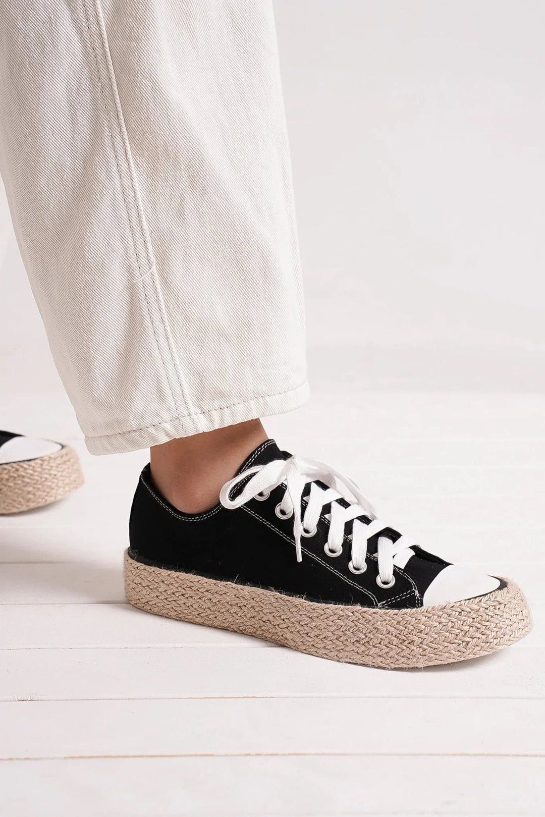 Beast Fashion Lace Up Woven Espadrille Sole Sneakers-Trendsi-[option4]-[option5]-[option6]-[option7]-[option8]-Shop-Boutique-Clothing-for-Women-Online