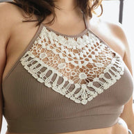 Plus Size Crochet Lace High Neck Bralette-Leto Accessories-Mocha-XL-[option4]-[option5]-[option6]-[option7]-[option8]-Shop-Boutique-Clothing-for-Women-Online