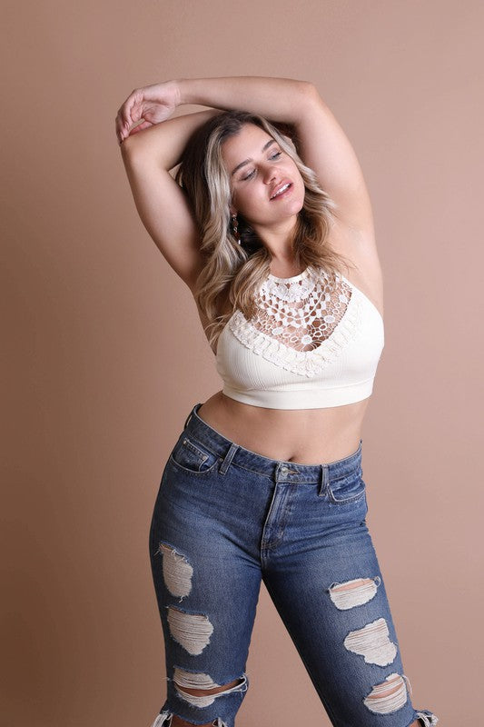 Plus Size Crochet Lace High Neck Bralette-Leto Accessories-[option4]-[option5]-[option6]-[option7]-[option8]-Shop-Boutique-Clothing-for-Women-Online