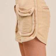 SO ME Mineral Washed Terry High Rise Cargo Shorts-Shorts-Trendsi-[option4]-[option5]-[option6]-[option7]-[option8]-Shop-Boutique-Clothing-for-Women-Online