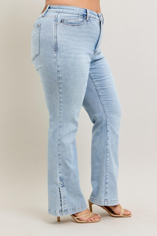 Judy Blue Tummy Control Vintage Wash Side Slit Slim Boot Jeans-Trendsi-[option4]-[option5]-[option6]-[option7]-[option8]-Shop-Boutique-Clothing-for-Women-Online