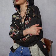 POL Zip Up Floral and Lace Patch Washed Jacket-Jacket-Trendsi-[option4]-[option5]-[option6]-[option7]-[option8]-Shop-Boutique-Clothing-for-Women-Online