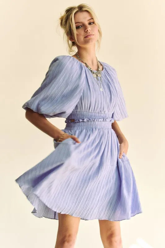 Davi & Dani Back Button Puff Sleeve Mini Dress-Dresses-Trendsi-[option4]-[option5]-[option6]-[option7]-[option8]-Shop-Boutique-Clothing-for-Women-Online